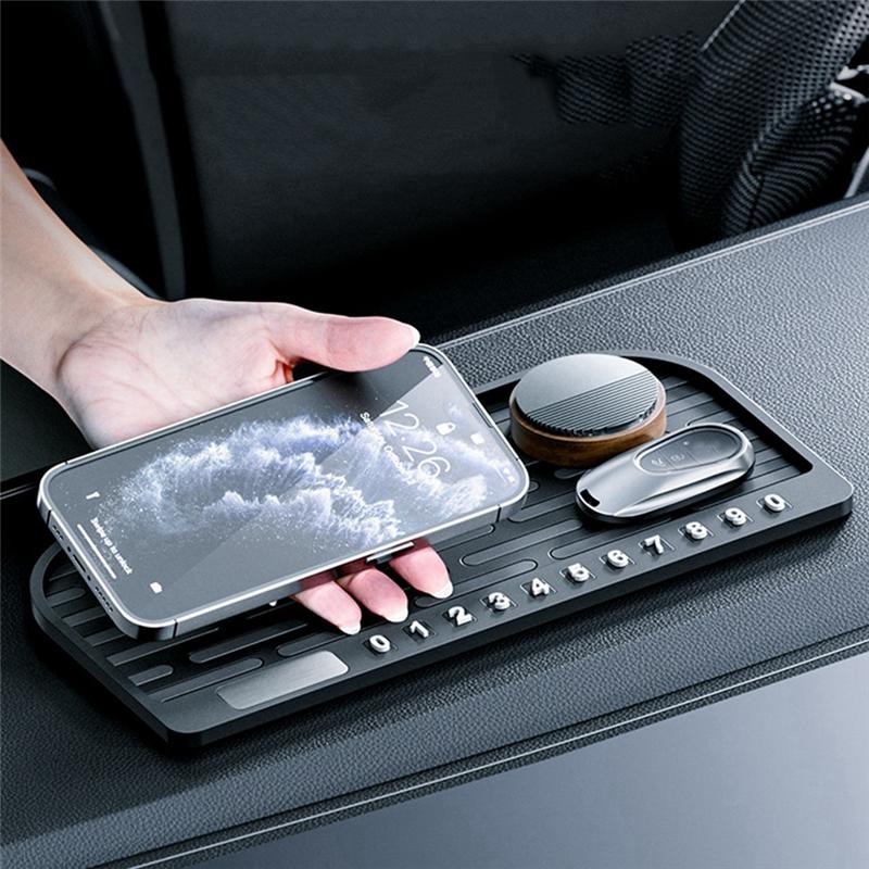 A03Z-Car Anti Slip Pad Dashboard PVC Non-Slip Mat Phone Sunglasses Holder Temporary Parking License Plate Auto Accessories