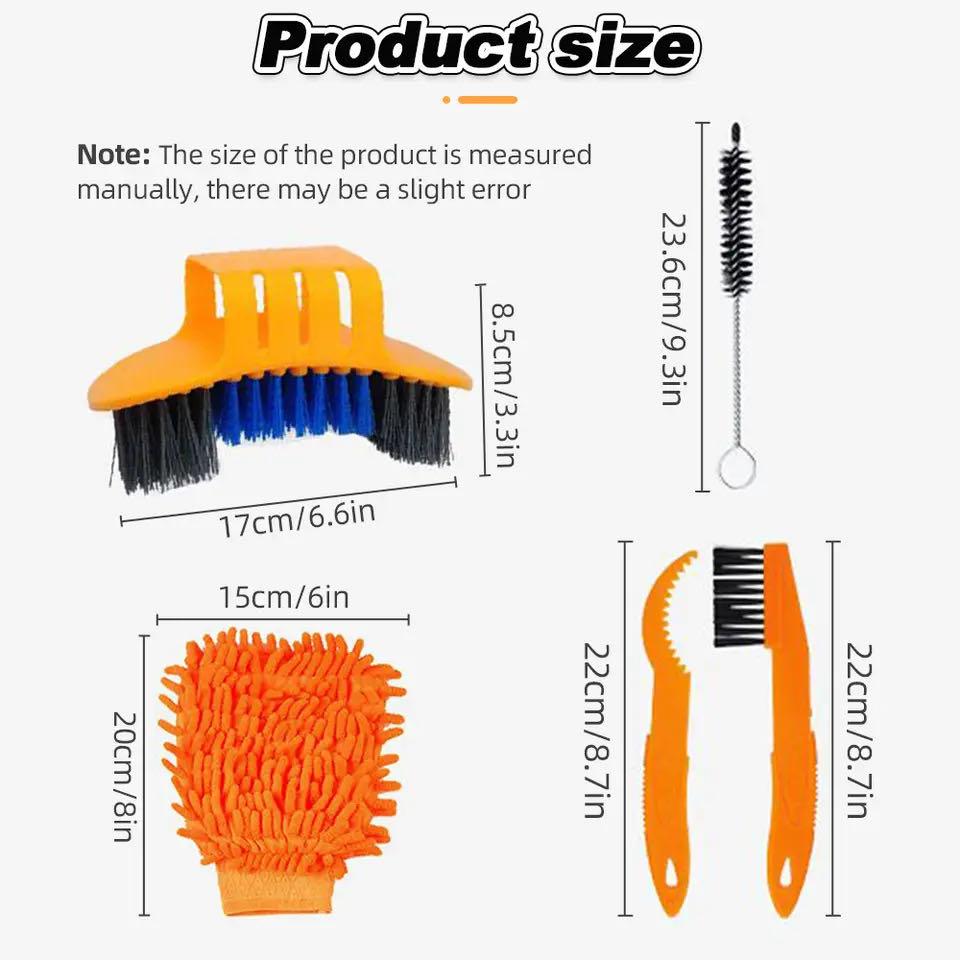 6pcs Professional Bicycle Chain Cleaner Kit Portable Bicycle Scrubber Brushes Set Bike Wash Repair Tool