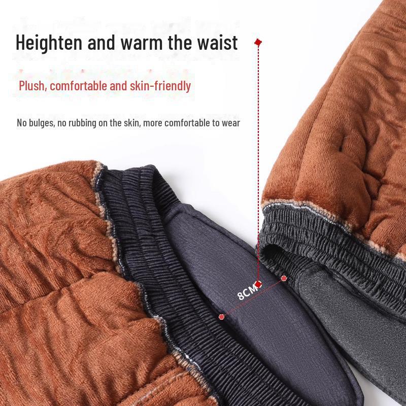 Pantaloni Invernali da Uomo Ispessiti in Pelo di Cammello: Pantaloni caldi foderati in velluto per persone di mezza età e anziane.