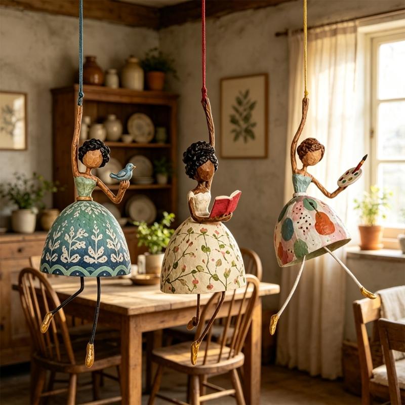 Décorations Suspendues Fantaisistes de Danseuse Moulin à Vent avec Détail de Jambe Pendant et Cordon Supérieur pour Affichage dans la Chambre à Coucher, le Bureau ou l'Entrée