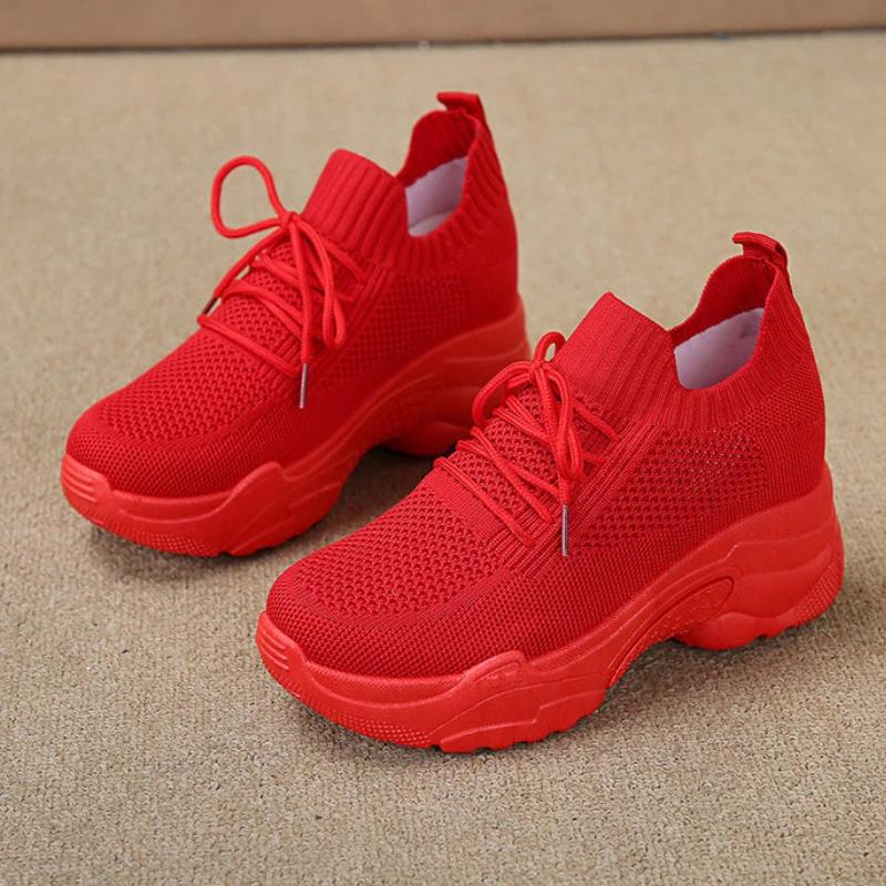 Fashion Hidden Heels Women Platform Sneakers Mesh Breathable Casual Shoes for Women Fashion Outdoor Women Running Shoes tenis de mujer