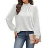 Women's Casual Long Sleeve Stand Collar Pleated Shirt