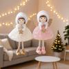 Cute Christmas Girl Pendant Tulle Dress Girl Hanging Ornament White Mesh Shiny Golden Wings Christmas Tree Decorations