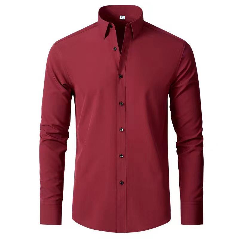 Men's European Fit Non-Iron Long-Sleeve Stretch Shirt - Hot-Selling with Vertical Design