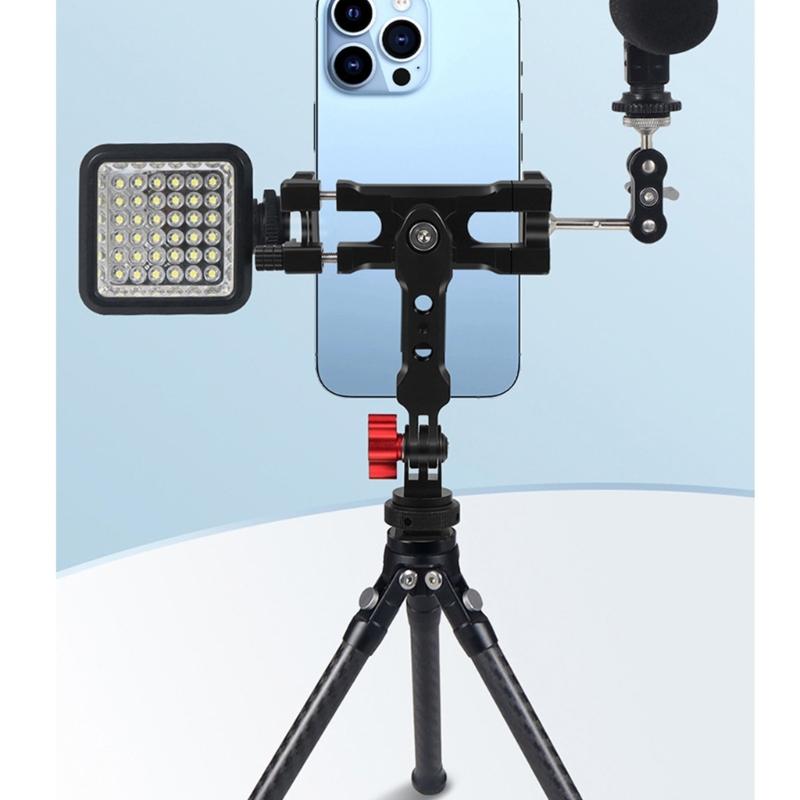 Magnetic Phone Holder Tripod Mount Clamp Aluminum Alloy with Cold Shoe Mount 1/4 " Screw for Smartphone