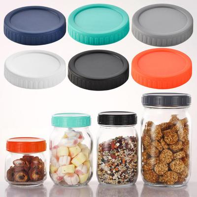 10Pcs 86MM Wide Mouth Jar Lid Silicone Seal Airtight Food Grade BPA Free Heavy Duty Leak-proof Colorful Universal Round Cup Can Cover