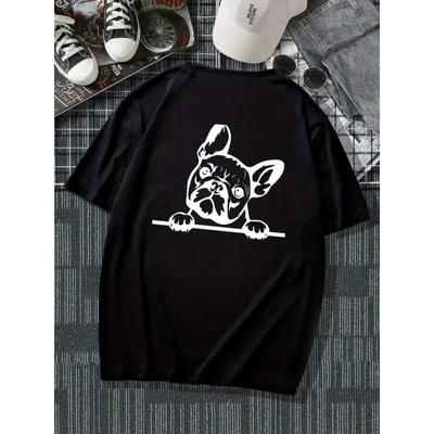 Französische Bulldogge Grafik-T-Shirt - Atmungsaktiver Sommerstoff - Lässiger Alltagsstil Lässiges Sommer-T-Shirt Für Tägliches Tragen Workout