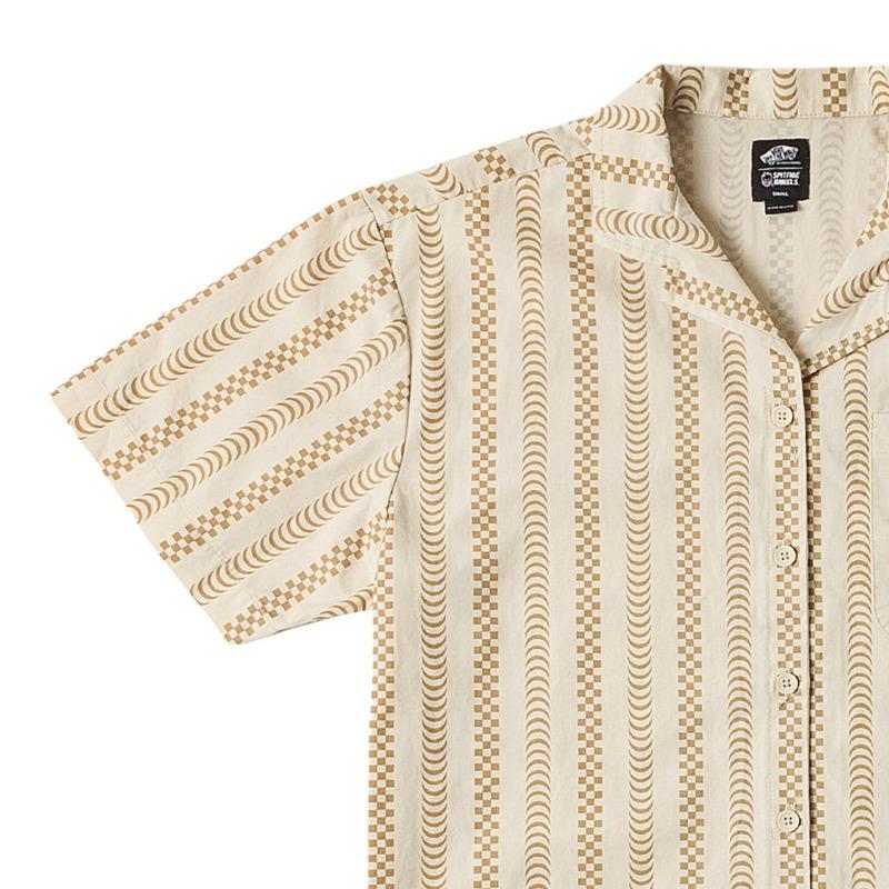 Vans X Spitfire Striped Single-Breasted Casual Short Sleeve Shirt Women Shirts Off-White VN000G3NDJR