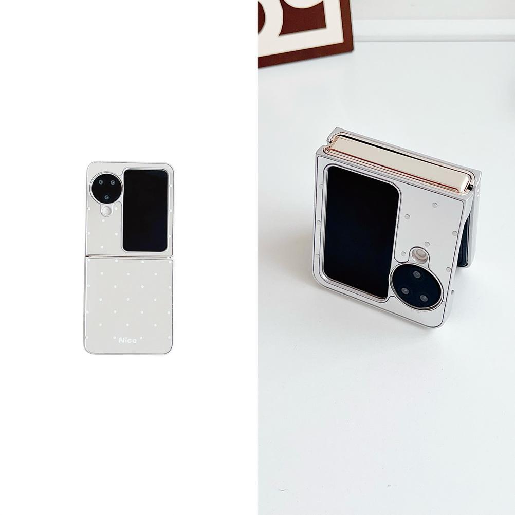 Mirror with Polka Dot Nice Lucky Hand Phone Case for OPPO Find N3 Flip FIND N2 FLIP Camera Protect Cover
