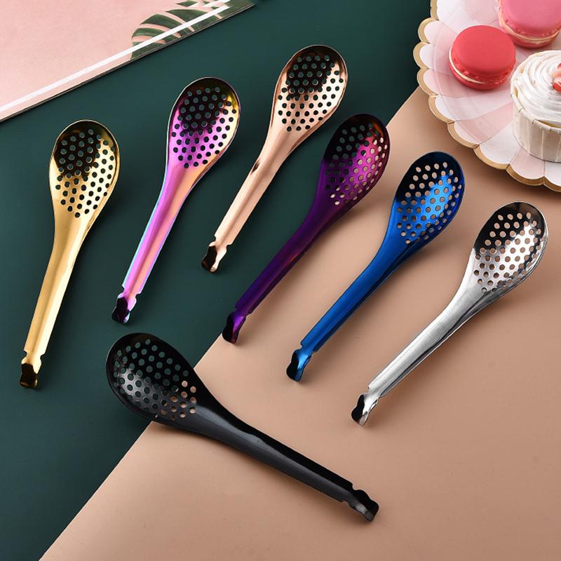 410 Stainless Steel Kitchen Spoon With Holes Cuisine Caviar Builder Roe Sauce Strainer Spoon Durable Kitchen Cooking Gadgets