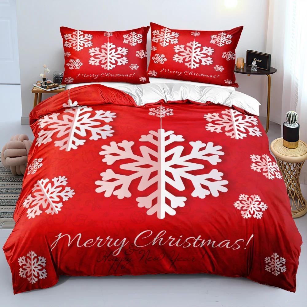 3D Merry Christmas Duvet Cover Set And Pillowcase(s) King/Queen/Double Quilt Covers Set 3D Bedding Sets Queen Size 2/3pcs