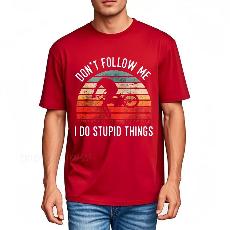 Black summer Unisex tshirt Dont Follow Me I Do Stupid Things Short Sleeve Adult Crew Neck Tshirt summer cotton men tshirt S