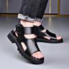Men's Genuine Leather Roman-Style High-Top Sandals - Trendy, Comfortable, Soft Sole