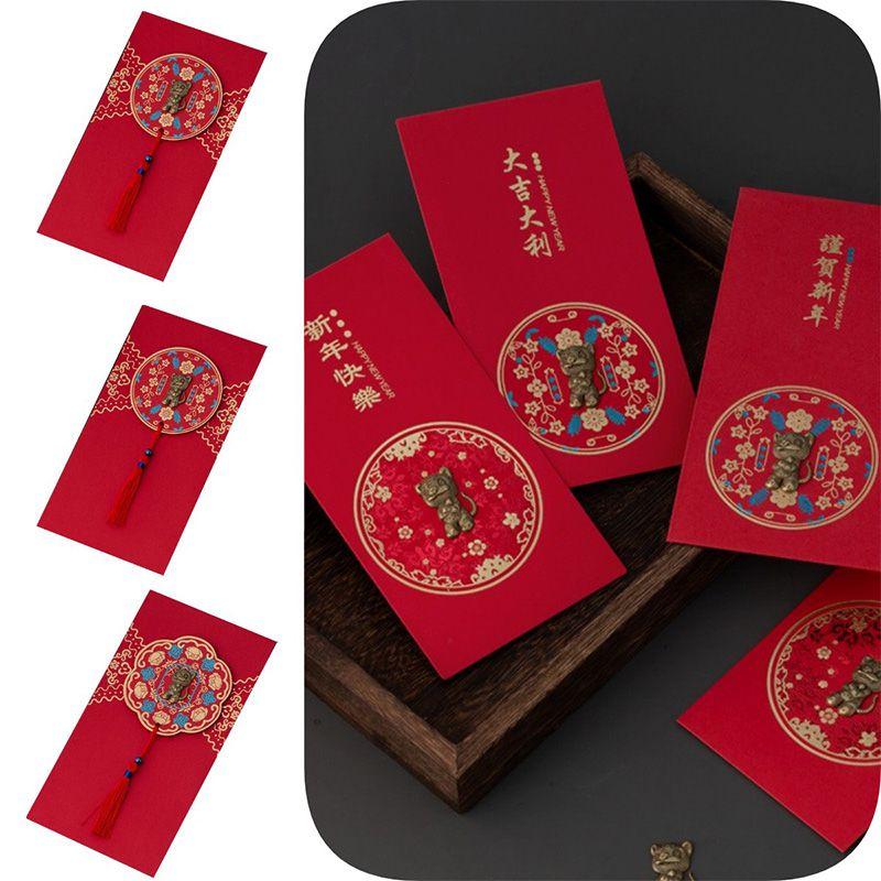 Zodiac 6pcs Chinese Tiger New Year Cny Ang Pao Gold Angpow Red Packet Money Pack