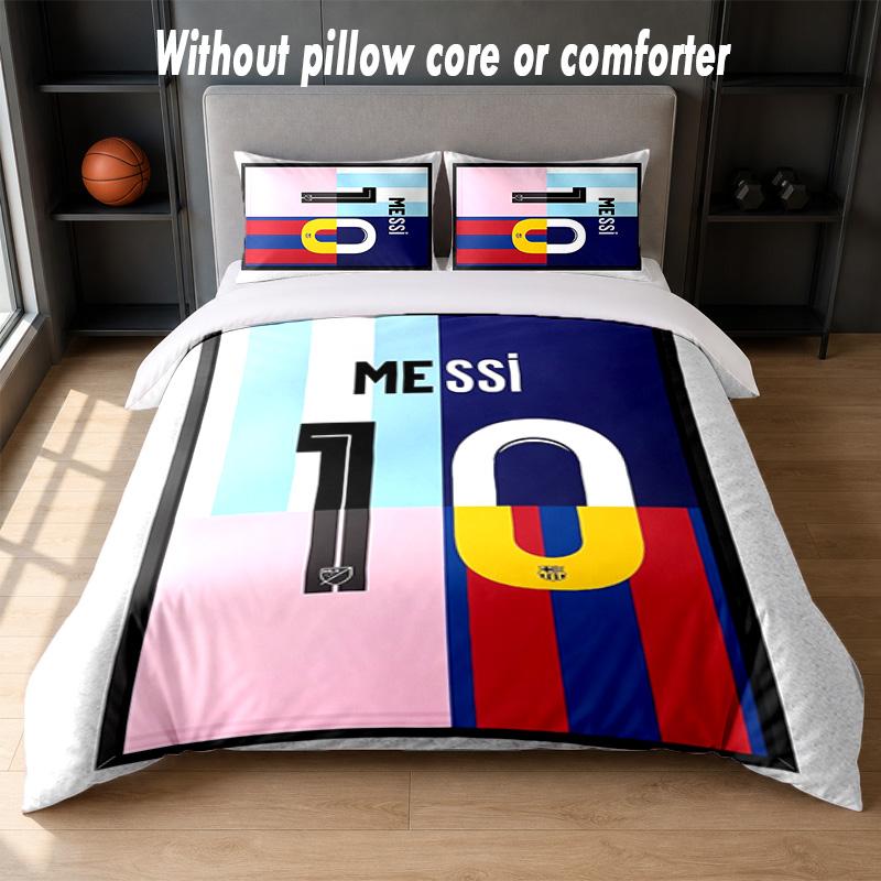 Set Biancheria da Letto Design Lionel Messi 1 Copripiumino + 2 Federe Morbido Traspirante Biancheria da Letto per la Casa