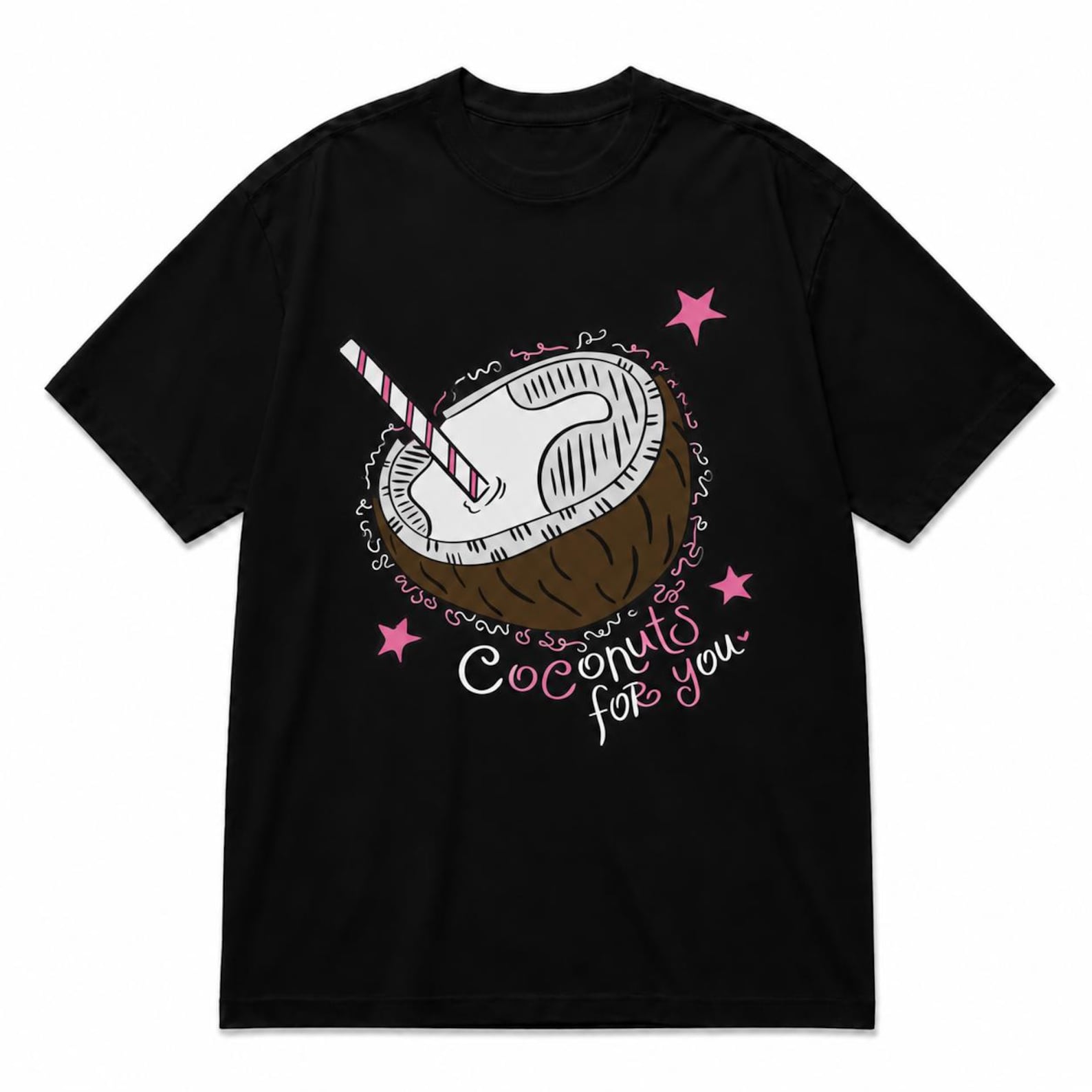 Graphic Coconut T-Shirt, Tropical Summer Beach Vacation Tee 3XL