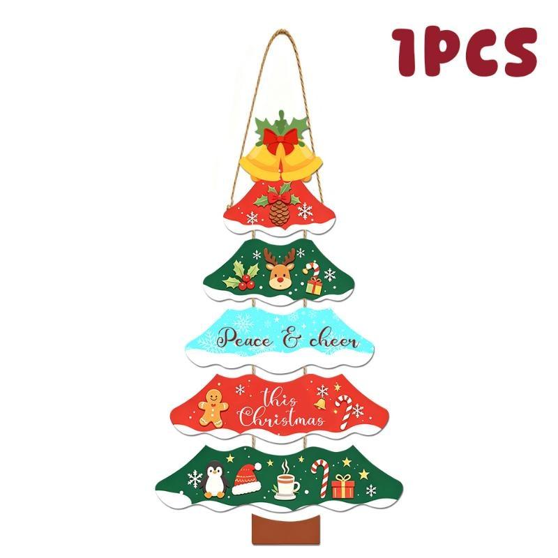 Cute Christmas Tree Paper Hanging Ornament Festive Door Wall Sign For Porch Window Xmas Holiday Home Decoration
