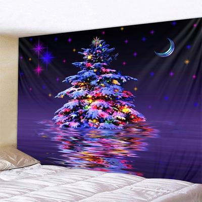 Christmas Decoration Tapestry Wall Hanging Snow Christmas Tree Home Decoration Printed Background Cloth Festival Wall Decoration