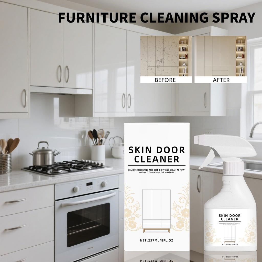 Čisticí sprej na dvířka nábytkové skříňky, Multifunkční čistič pro odstraňování nečistot a vodního kamene, Čisticí kapalina na nábytek, 237 ml
