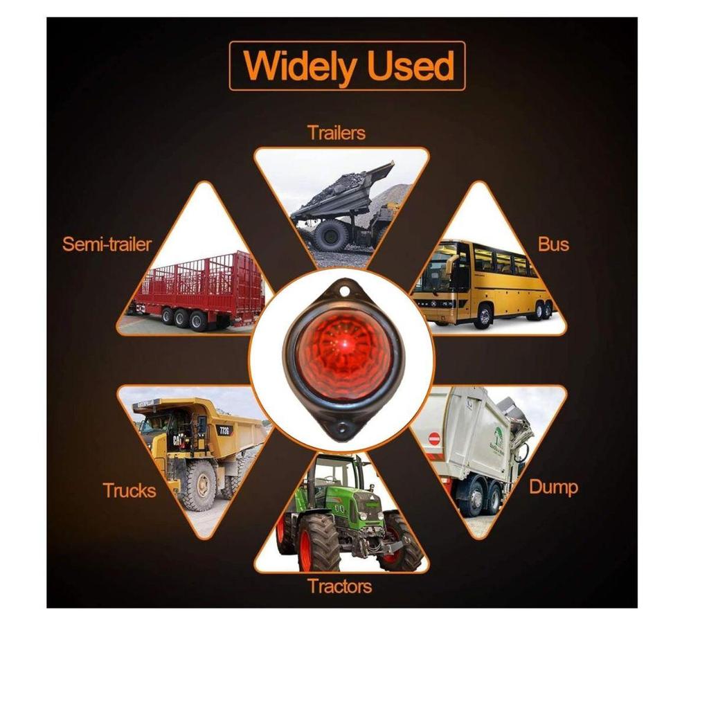 2PCS Red LED Side Marker Lights 12V/24V Trailer Lights – Truck / RV / Camper Van / Semi Truck / Boat / Motorcycle Tail Marker Lamps (Universal Fit)