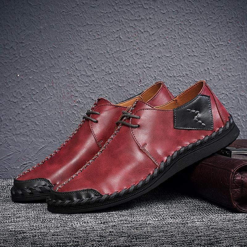 Fashion Fashionable High-quality Hand Sewn Leather Oxford Shoes Non Slip Soles Business Office Casual Shoes Mens Commuting Driving Shoes
