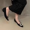 Fashion Women's Flat Shoes Spring New Pointed Head Shallow Mouth Suede Crystal Buckle Soft Sole Non-slip Low-top Shoes
