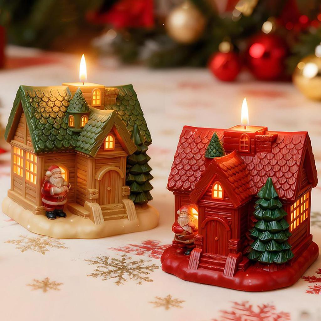 Christmas Candle Molds Holiday House Mould 3D Silicone Mold for Resin Casting Christmas Making Home Decor Holiday Crafts