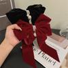 Women's Velvet Bow Hairpin Fashionable Princess Headdress Sweet Back-Of-The-Head Hair Clip New Year's Hair Accessories