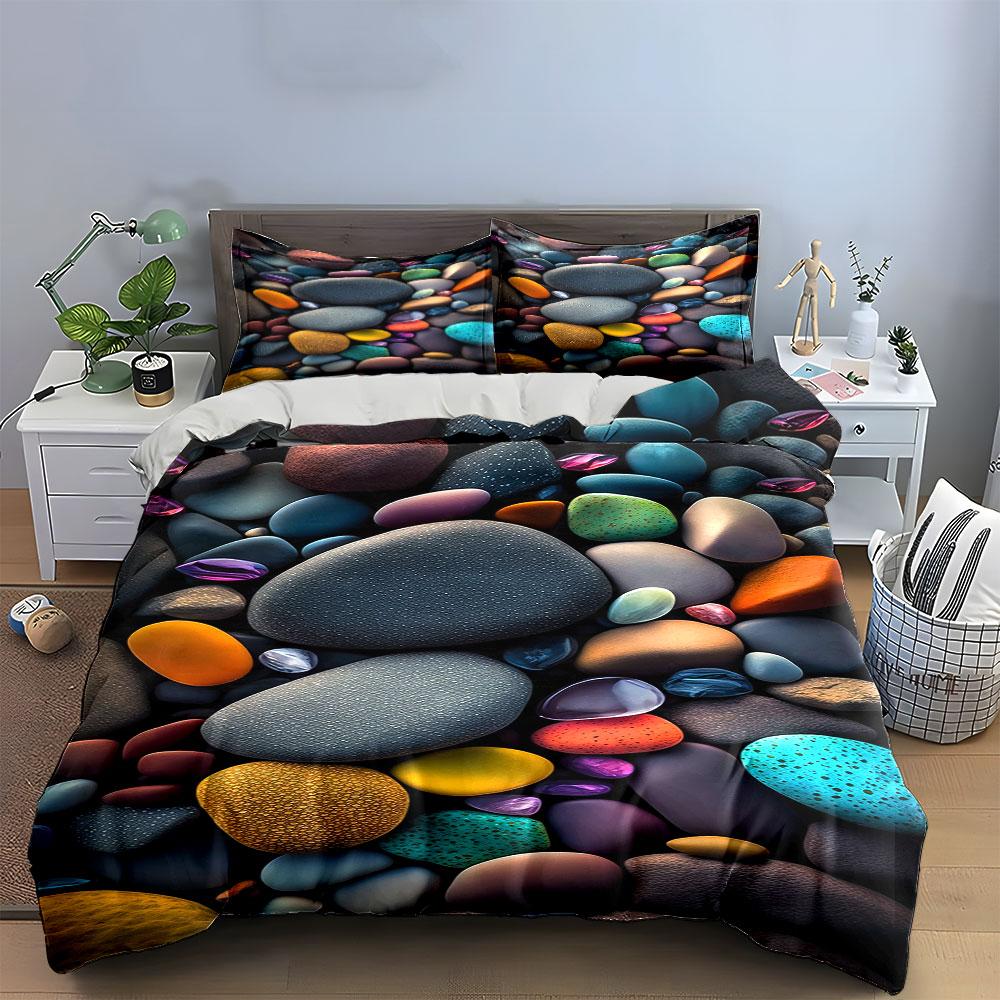 Colorful, smooth pebble pattern. Bedding sets Duvet cover sets Duvet covers Pillowcases(1 * Duvet Cover 2 * Pillowcases without duvet insert)