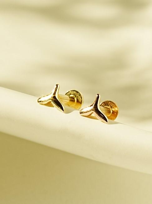 Minimalpiercing 14K Internal Mini Whale Tail Labret Piercing