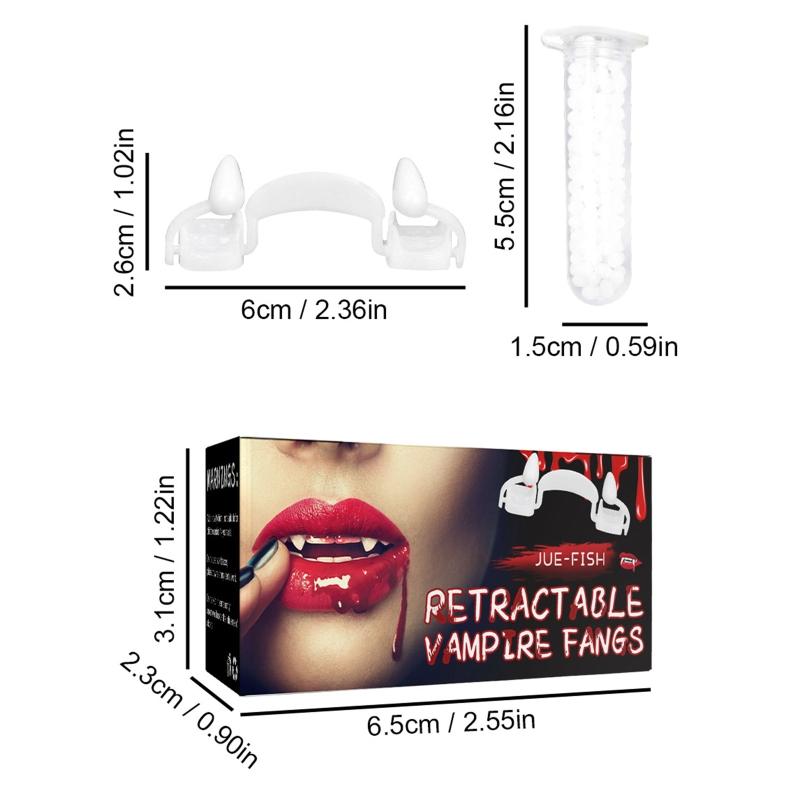 Retractable for Vampire Fangs Fangs Spoof Teeth Party Dance Halloween Costume Props Masquerade Accessory Gift for Hallow