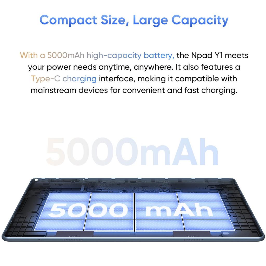N-one Npad Y1 Android 13 Tablet, 8GB(4 GB + 4 GB Erweiterung) RAM, 64 GB ROM, 10,1-Zoll-Tablet, Quad-Core-Prozessor, Dual-Kamera 2,0 MP + 5,0 MP