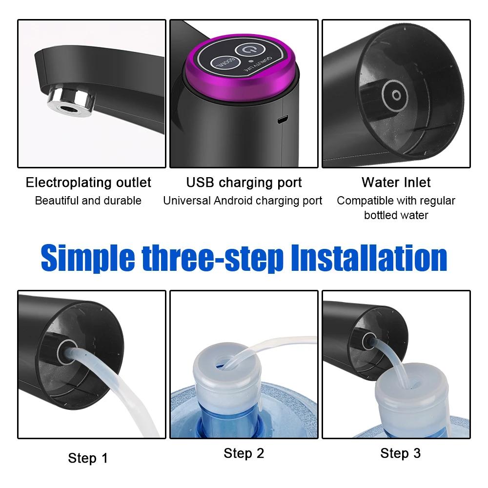 Portable Automatic Water Pump USB Charging Water Pump Touch Control Switch Water Bottle Gallon Drinking Water Bottle