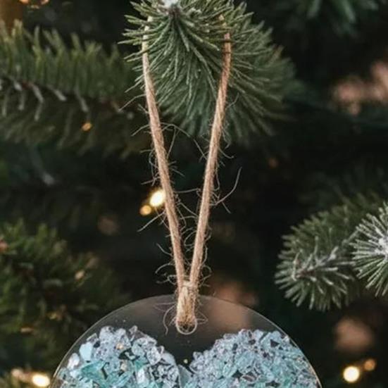 Christmas Sea Glass Heart Ornament Handmade Home Office Holiday Party Xmas Tree Acrylic Seaglass Art Hanging Decoration Pendant