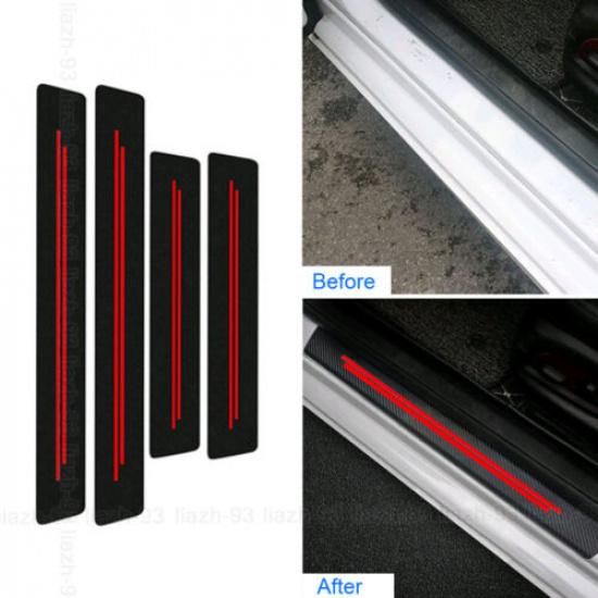 Car Door Plate Sill Scuff Cover Anti Scratch Sticker Protector Accessories Red