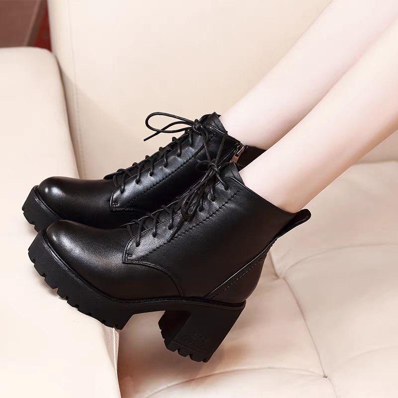 Waterproof Platform Platform Platform Platform Women's Shoes Casual Short Boots Medium Heel Fashion Women's Boots Versatile Thick Heel Martin Boots