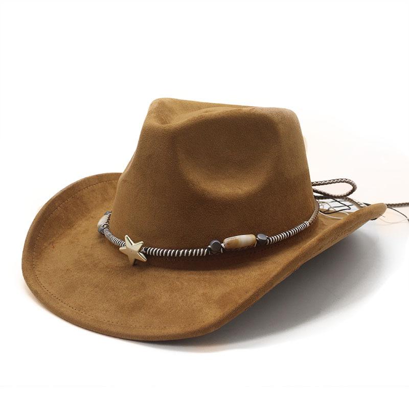 Bohemian Minority Suede Hat Belt Couple Hat Western Cowboy Top Hat