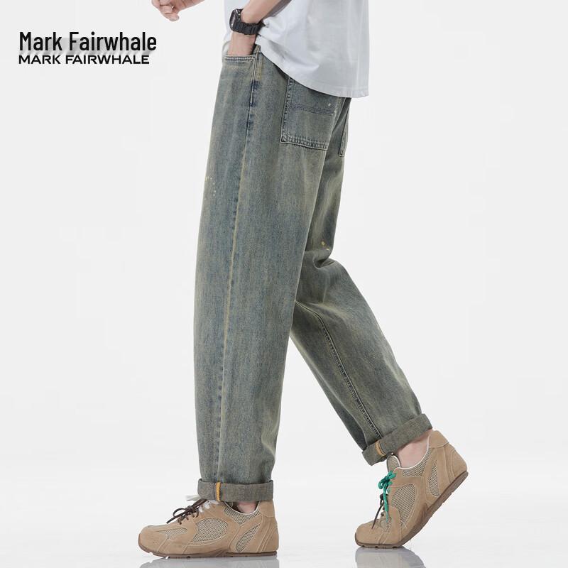 Mark Fairwhale Men's Paint Splatter Loose Straight Jeans