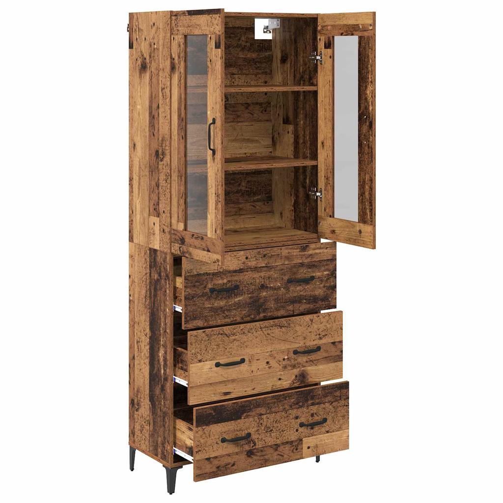 Wall Mounted Highboard Reclaimed Wood Look 69.5 x 34 x 180 cm Engineered Wood