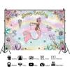 Mermaid Happy Birthday Backdrop Banner Background Kids Vinyl Decoration
