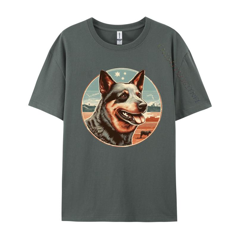 Vintage Australian Cattle Dog Tshirt Dog Lover Tshirt Animal Funny Pure Cotton Tee Shirts Adult Tops Tees