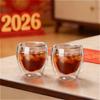 2pcs Double Wall Glass Cup Drinking Glasses Cute Mugs Coffee Cups for Drinks Personalized Mug Beer Tea Cup Set New Year Gifts