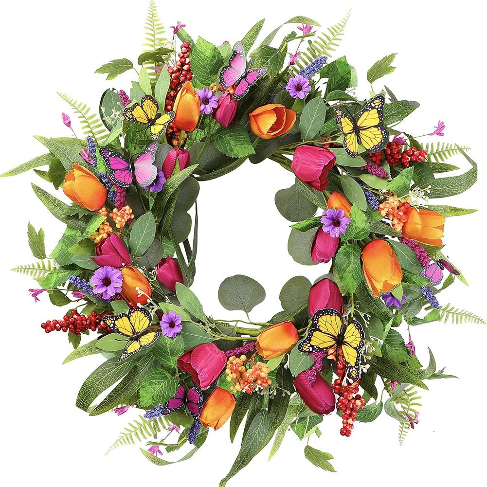 

Floral Wreath Artificial Spring Wreath Handmade Wreath Minimal Upkeep Realistic Emulation Silk Wreath Design 10 Inches China Mainland