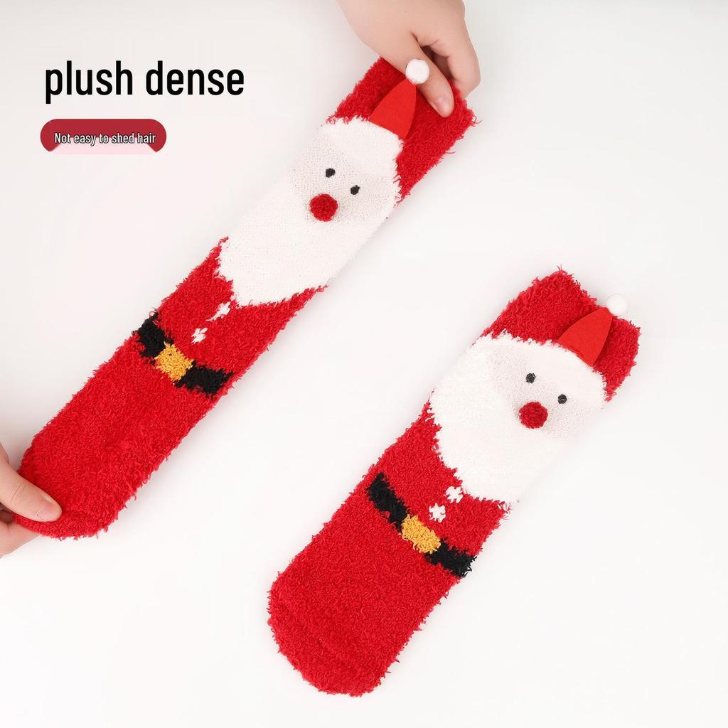 Christmas Cartoon Coral Fleece Sleep Socks - Thickened Velvet-Lined Floor Socks