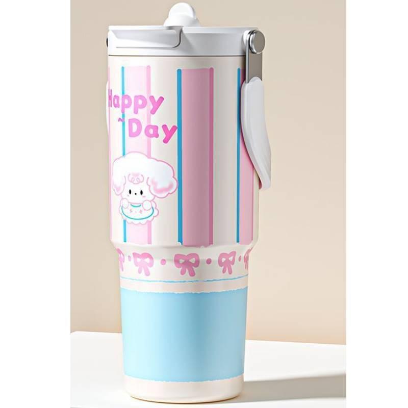 Cartoon Bunny Insulated Travel Mug With Handle And Stainless Steel For Kids And Adults