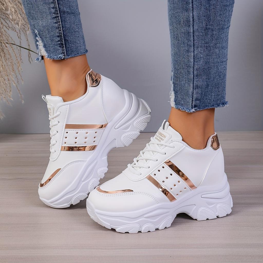 Women's Platform Sneakers, Casual Lace Up Outdoor Shoes, Women's Comfortable Low Top Shoes