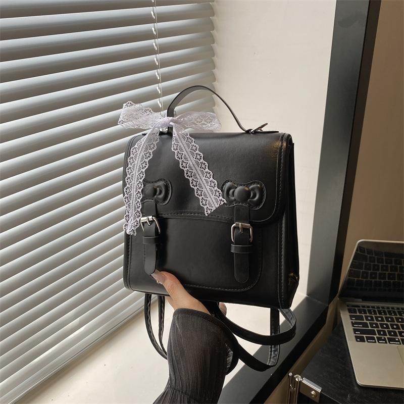 Милый рюкзак в студенческом стиле с бантом из ПУ, сумочка, кружевной бант, лента, шарм, наплечная сумка, сладкие модные женские девчачьи сумки кроссбоди, подарки