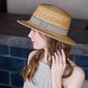 New straw hat women's summer sunscreen sun hat fashion travel flat top straw hat outdoor breathable sunscreen hat
