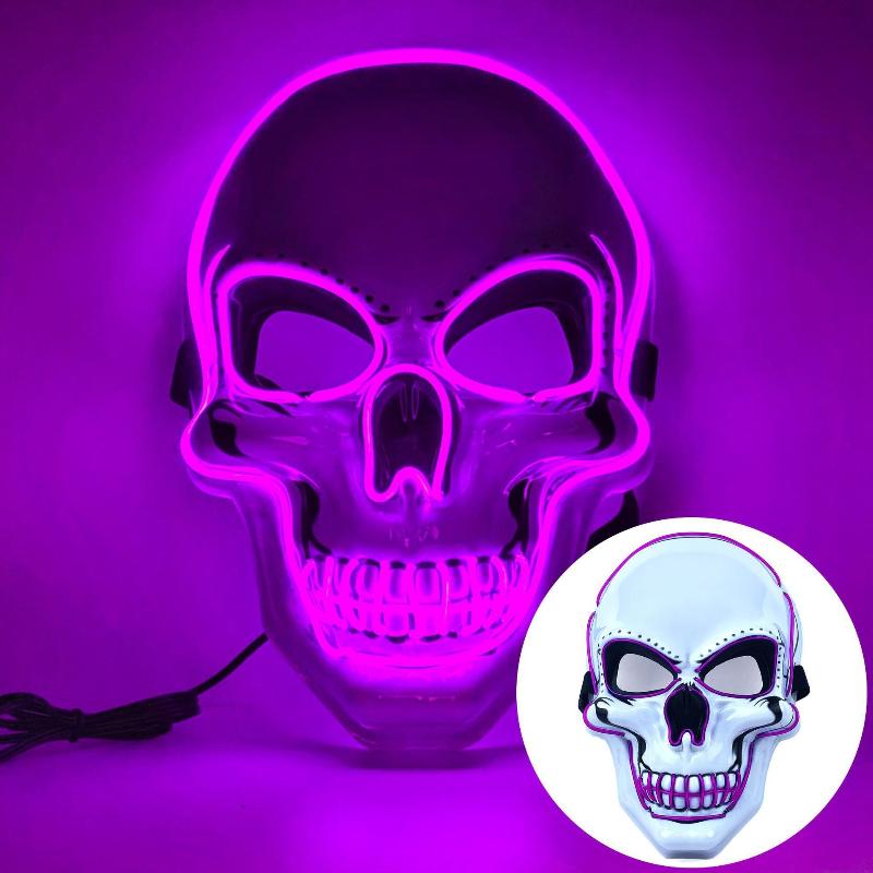 1Pcs Fashion Horror Halloween Skull Mask Led Light Cosplay Costume Cosplay Mask Halloween Party Supplies Halloween Party