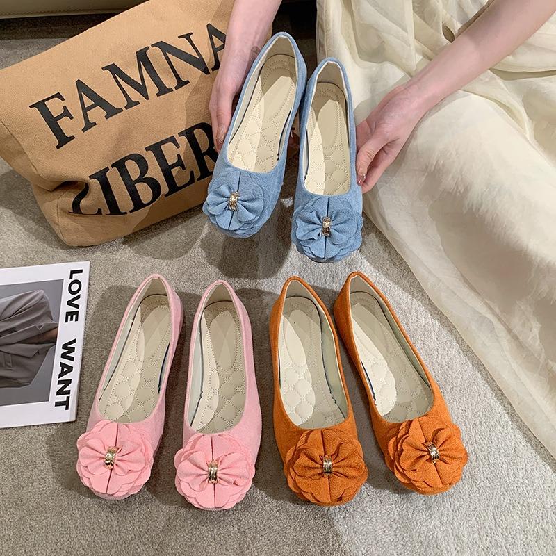 Fashion High Quality Women's Shoes Fashionable Flower Design Flat Shoes for Women Butterfly Knot Suede Single Shoes 43 Zapatos De Mujer
